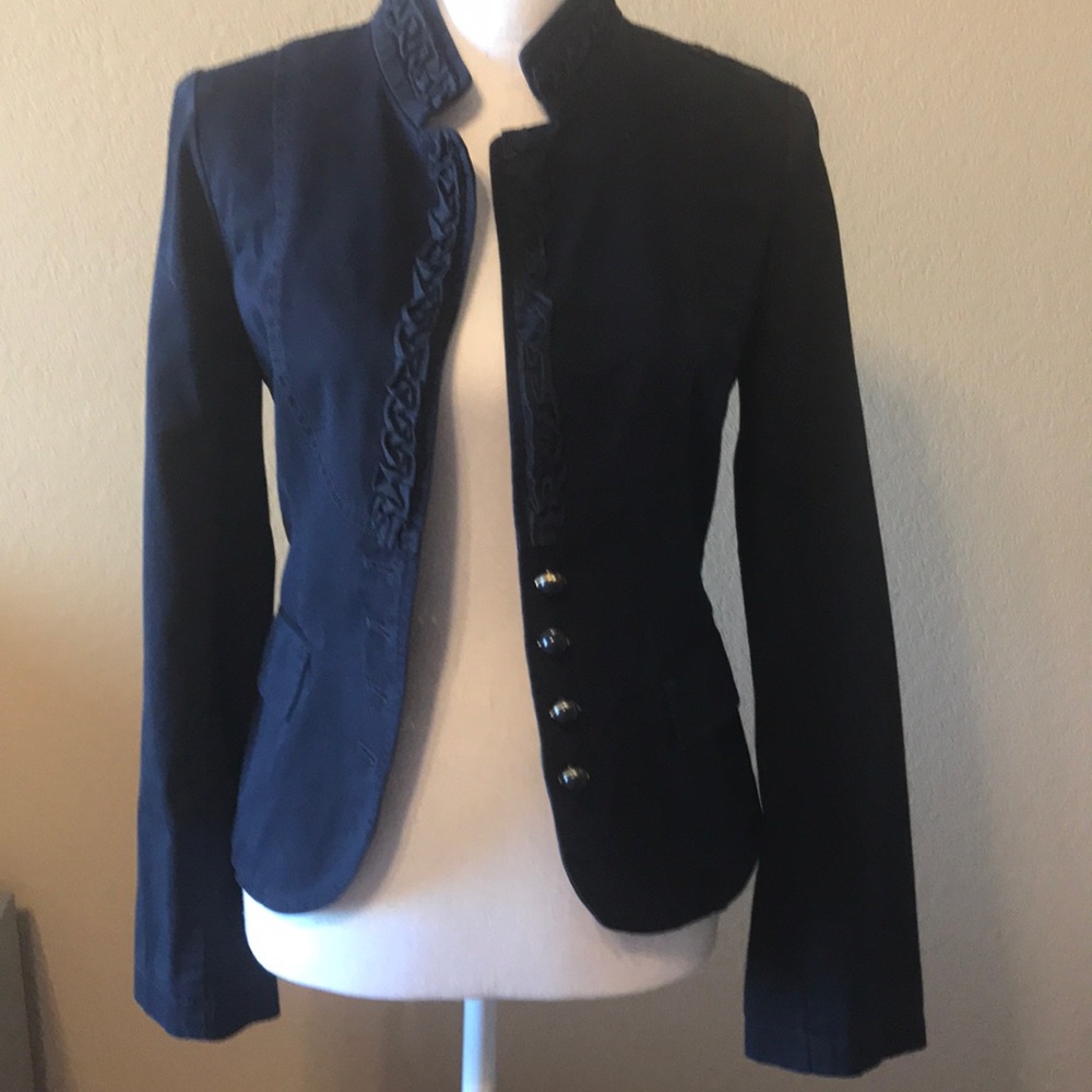 J Crew dark blue emperor collar canvas jacket